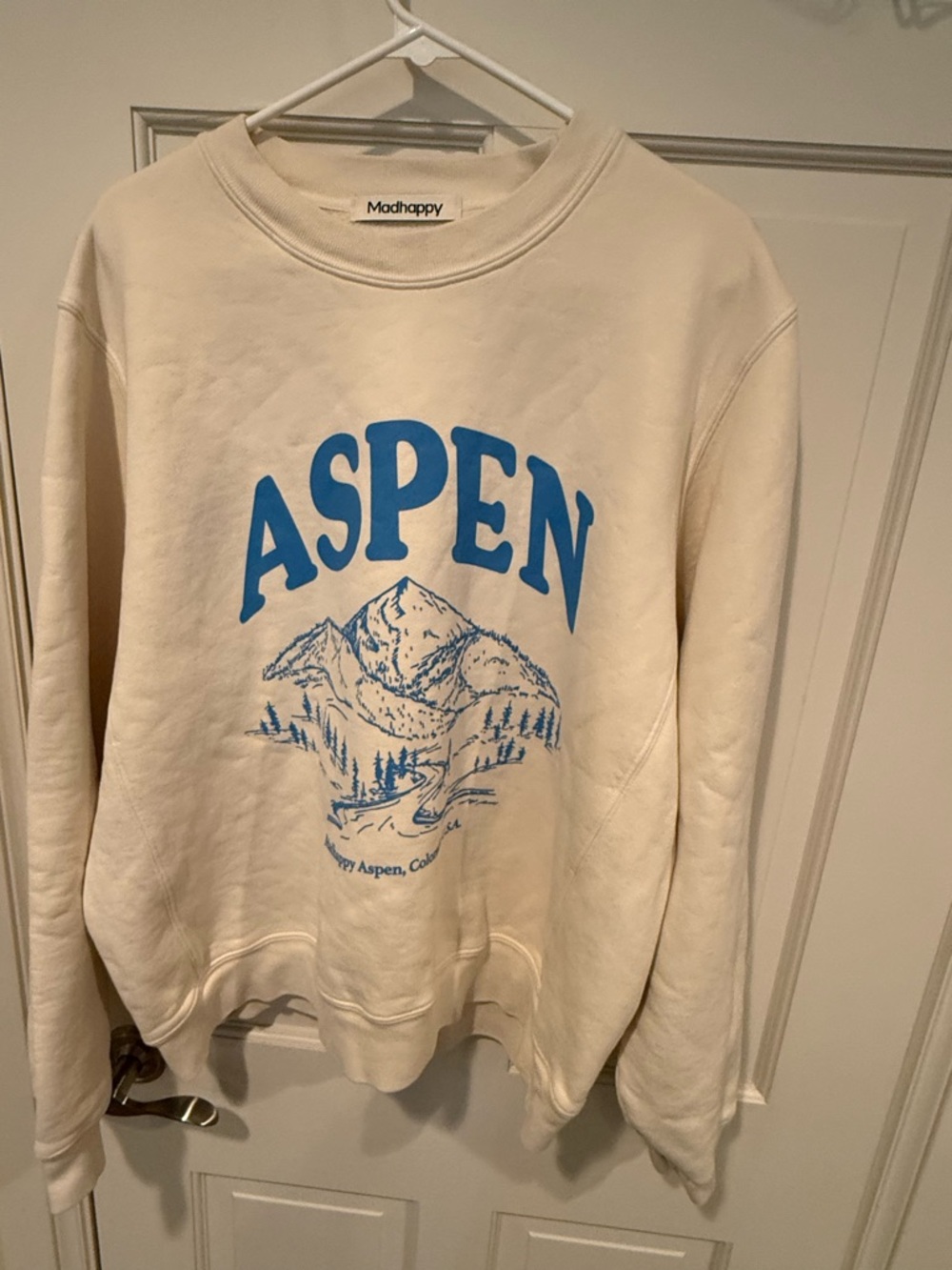 NWOT Madhappy Cream Aspen Crewneck Unisex XL 100% Cotton